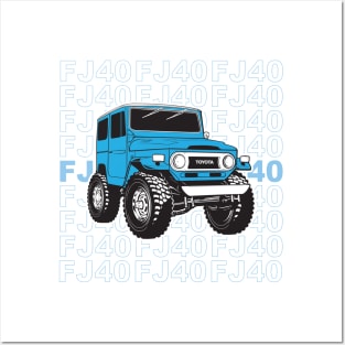 Blue FJ40 Stacked Posters and Art